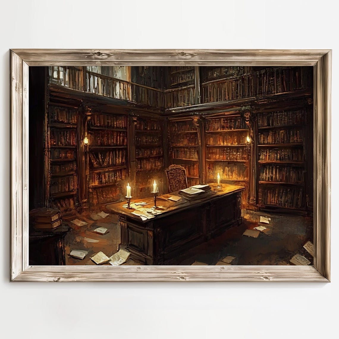 Vintage Library Candlelit Study Gothic Decor Dark Academia Art Book Lover Print Home Library Art Fantasy Room Decor Literary Wall Art - Image 2
