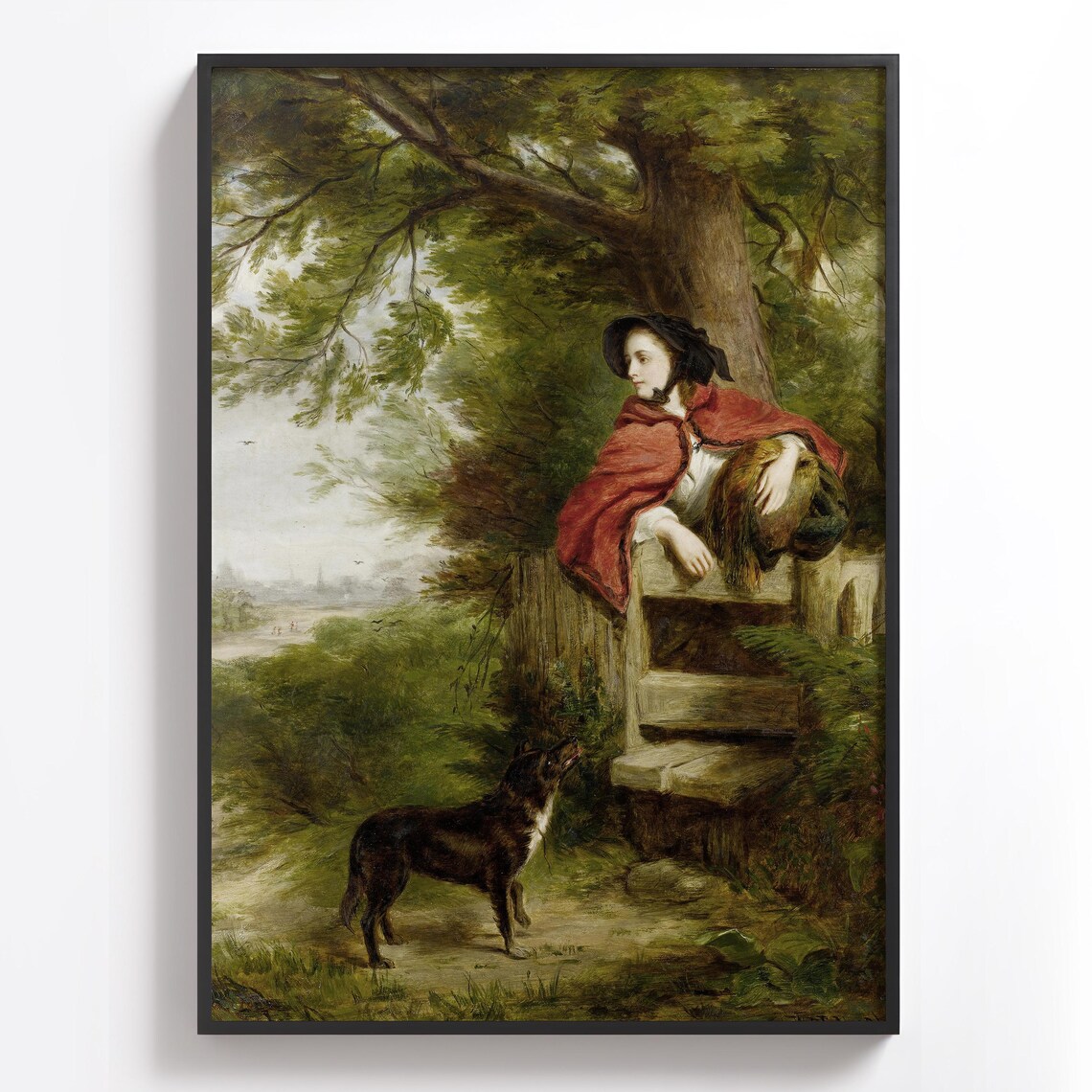 Little Red Riding Hood With Dog Victorian Fairy Tale Frith Scene Poster - Image 3
