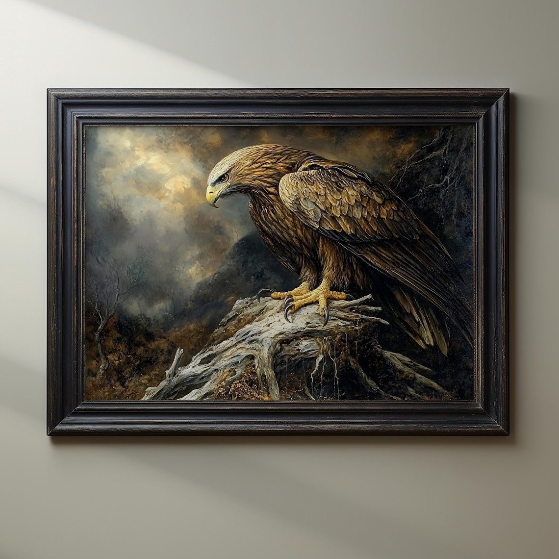 Golden Eagle Rustic Bird of Prey Wildlife Art Print - Image 2