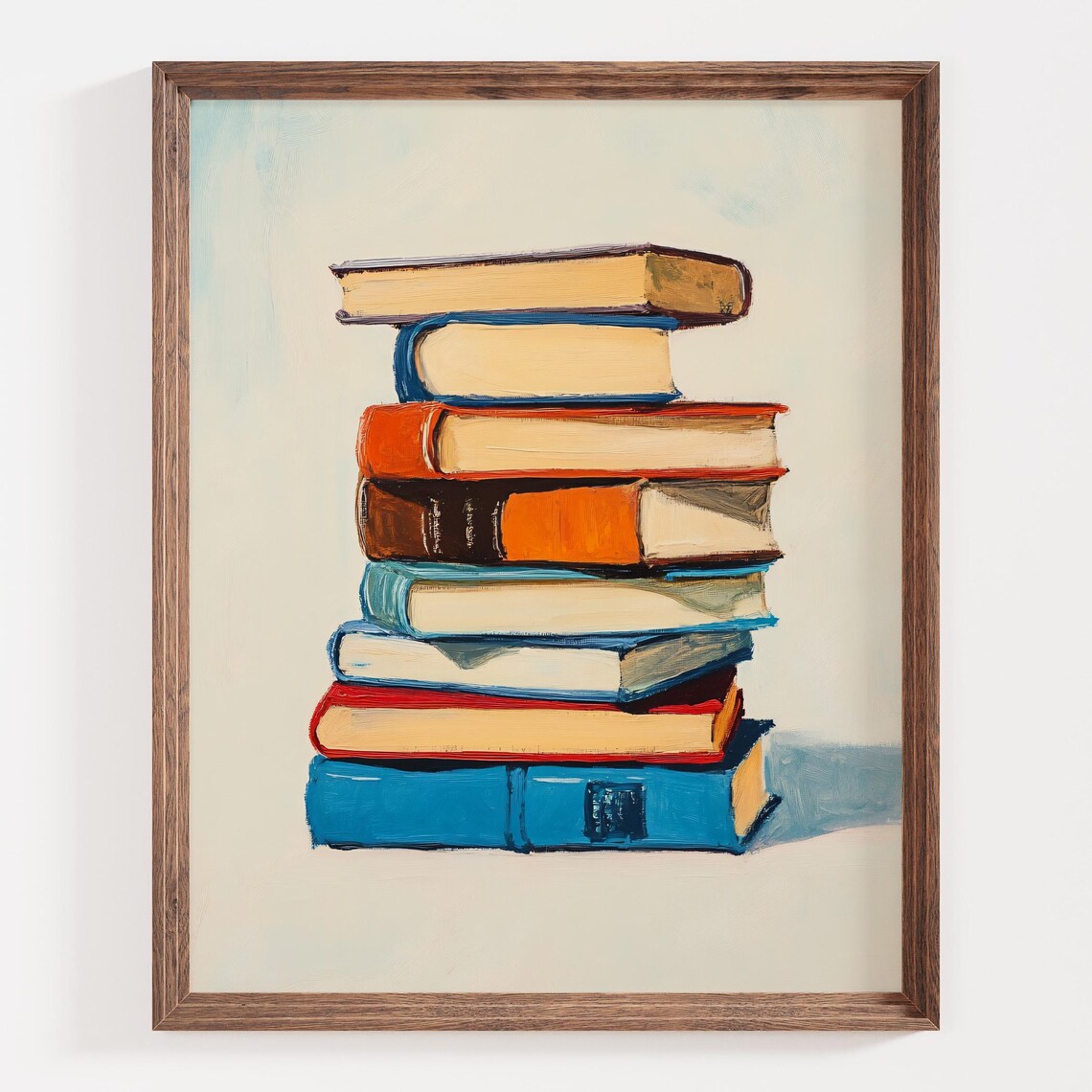 Stacked Books Art Print, Colorful Literary Decor