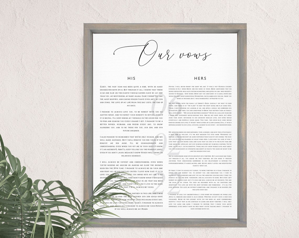 Our Wedding Vows, Anniversary Gift