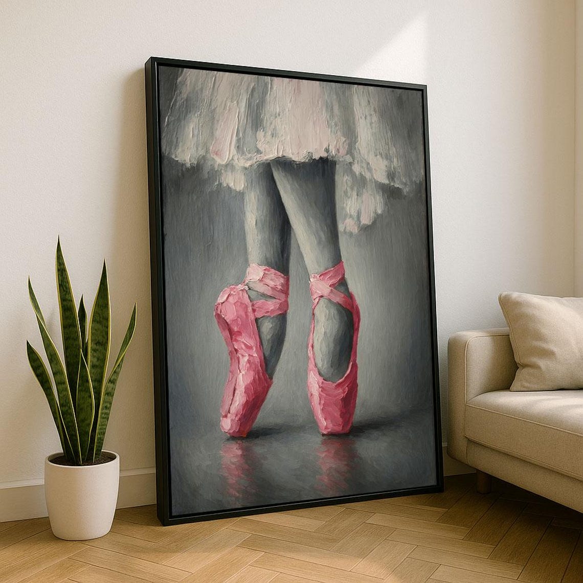 Ballerina Pink Pointe Shoes En Pointe Ballet Dancer Art Poster