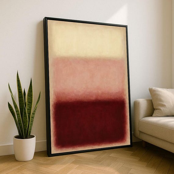 Mark Rothko Inspired Yellow And Red Canvas Bold Color Field Painting For Contemporary Living Room Decor