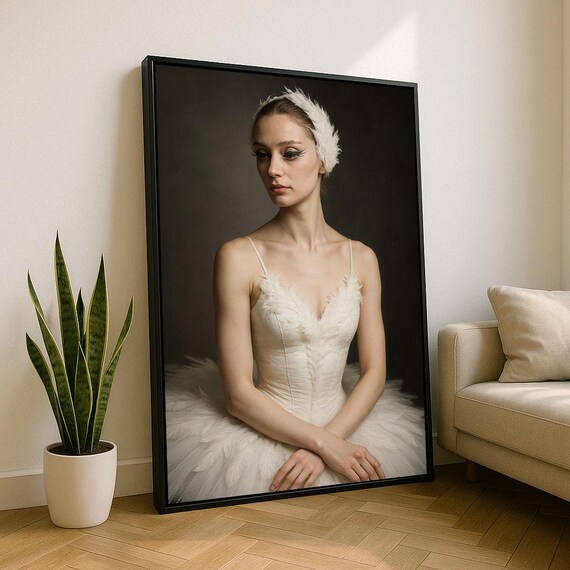 Elegant Ballerina Portrait Canvas Wall Art Print Minimalist Living Room Decor Statement Piece