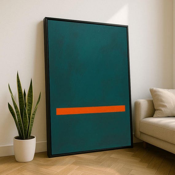 Moody Teal Rothko Style Color Field Canvas Wall Art Print Modern Living Room Decor Statement Piece