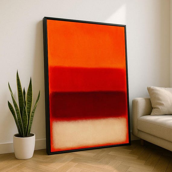 Bold Orange Rothko Style Color Field Canvas Wall Art Print Modern Living Room Decor Statement Piece