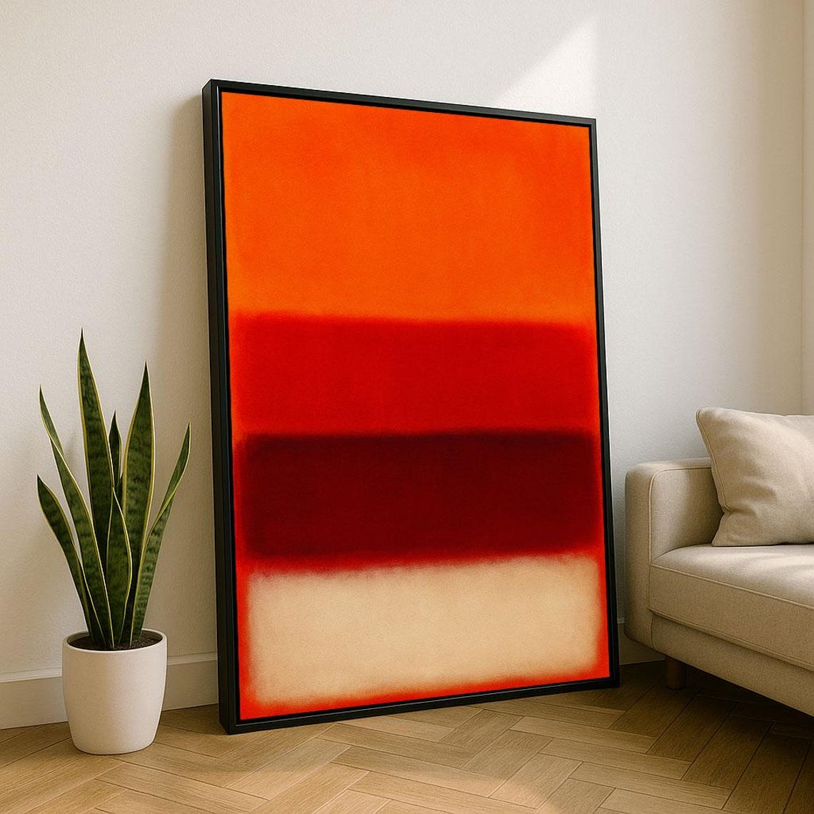 Bold Orange Red Color Field Abstract Modern Minimalist Poster