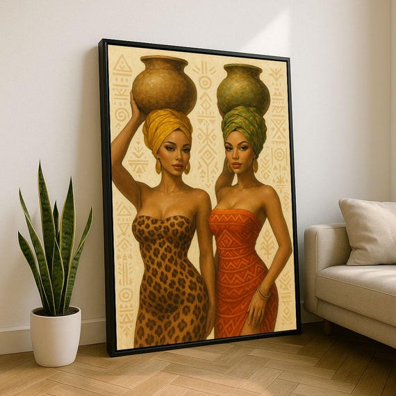 Bold African Women Portrait Canvas Wall Art Print Modern Living Room Decor Statement Piece