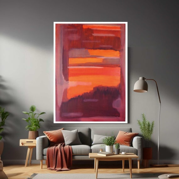 Bold Red Orange Sunset Color Field Abstract Warm Glow Poster