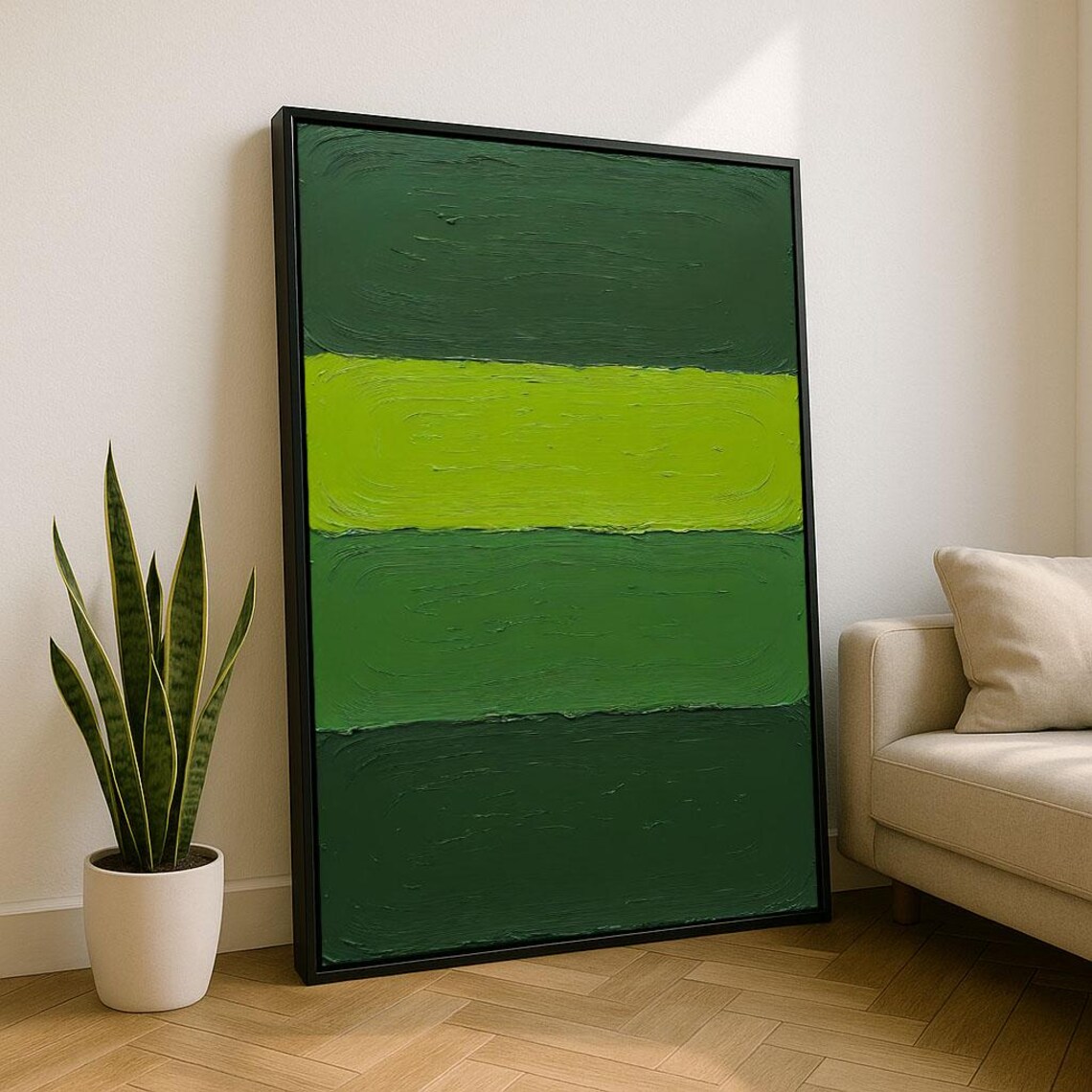 Serene Green Color Field Abstract Modern Minimalist Art Poster