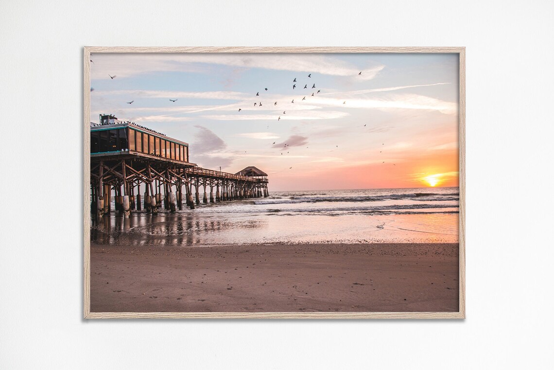 Cocoa Beach Pier Sunset Restaurant Birds Beach Photo Wall Poster