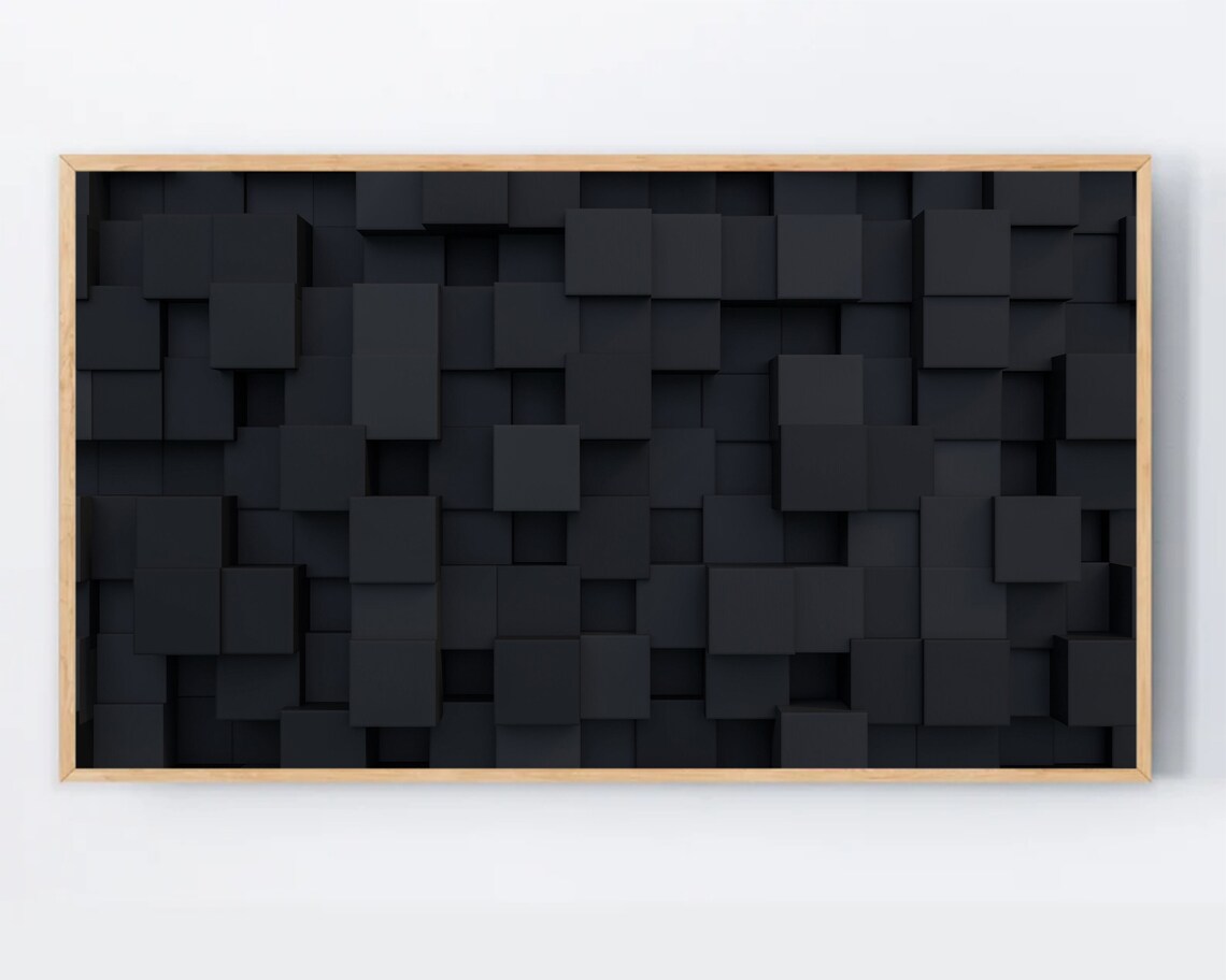 Black Cubes 3D Abstract Art Print, Minimalist