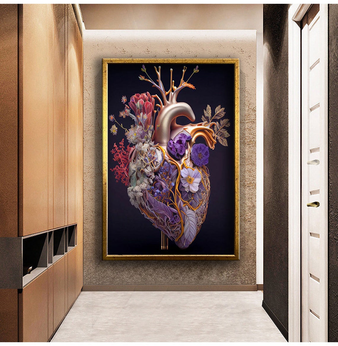 Blooming Heart Botanical Surreal Anatomical Flower Art Wall Poster