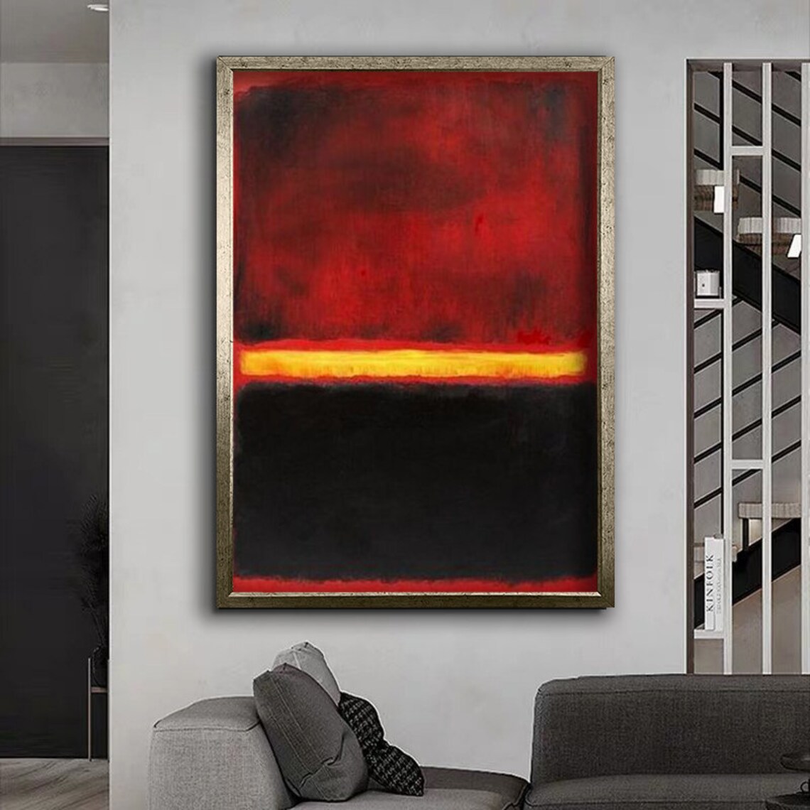 Mark Rothko Style Black Red Gold Band Abstract Color Field Art Poster - Image 4
