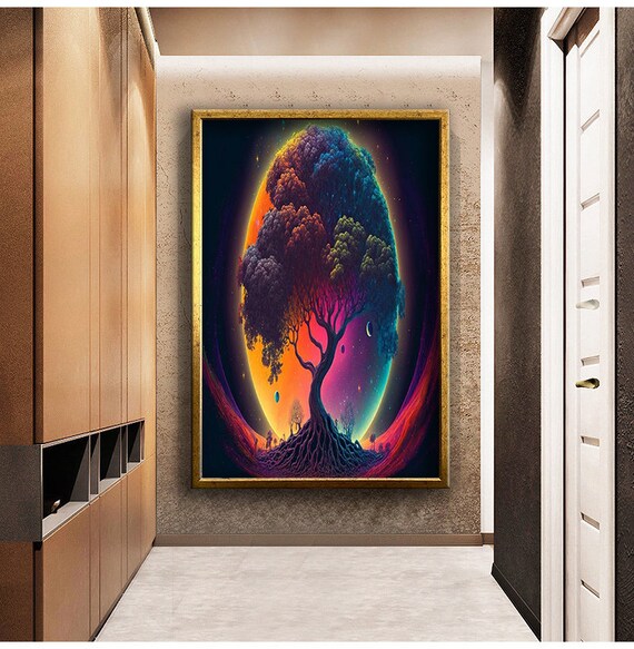 Colorful Tree Of Life Print Wall Art Wall Art Ready To Hang Painting Home Decorative Wall Decor
