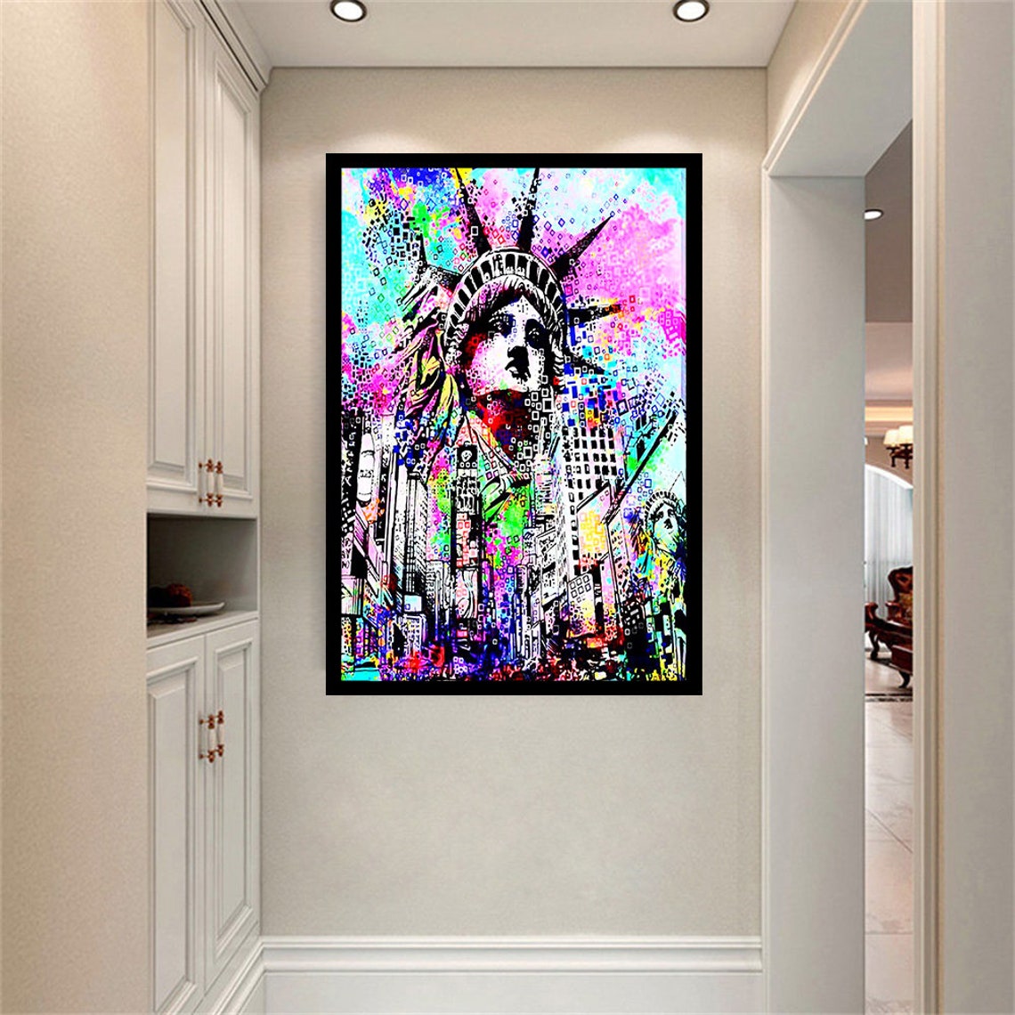 Statue Of Liberty Neon Pop Art NYC Skyline Graffiti Wall Art Poster - Image 4