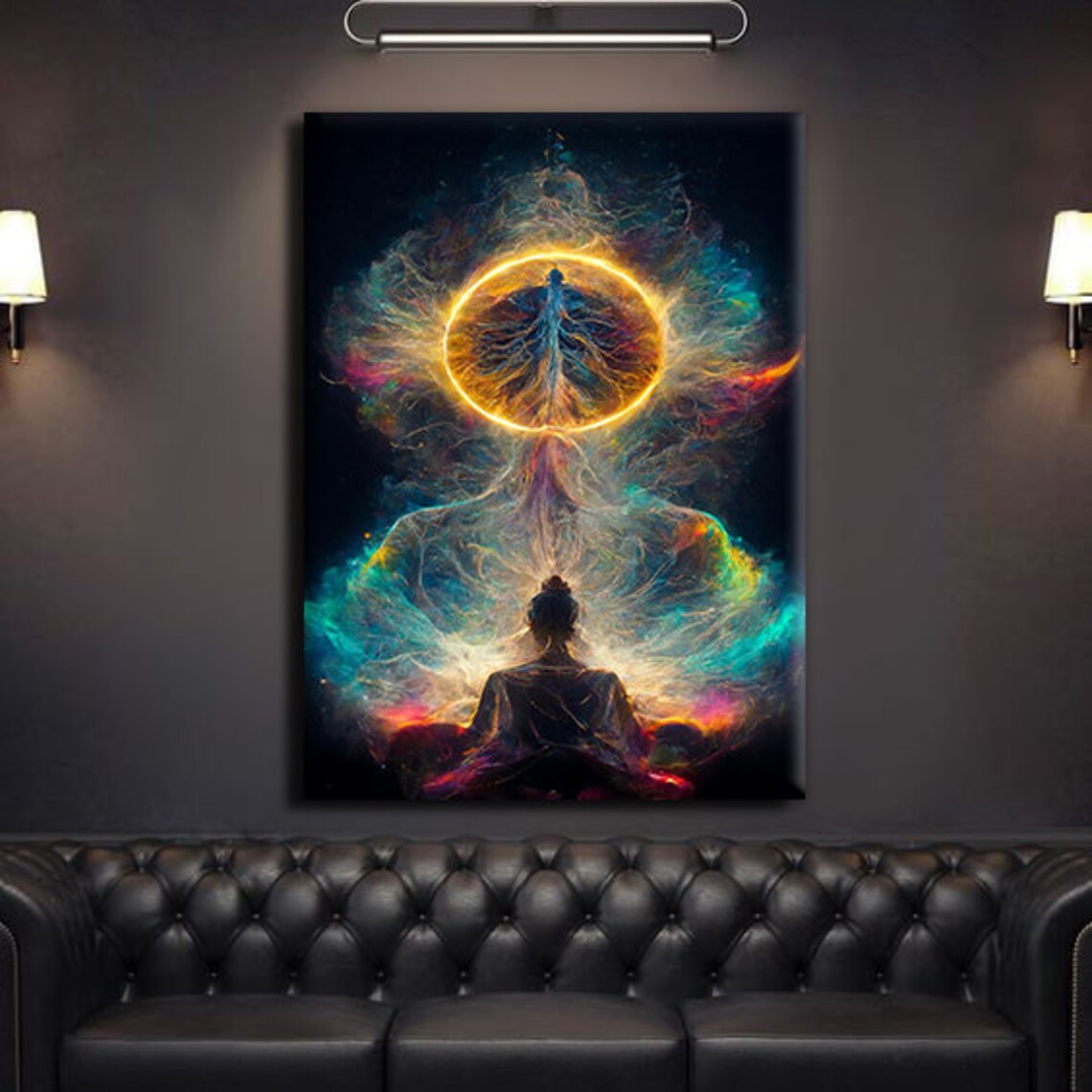 Meditation Cosmic Energy Golden Tree of Life Spiritual Art Print - Image 3