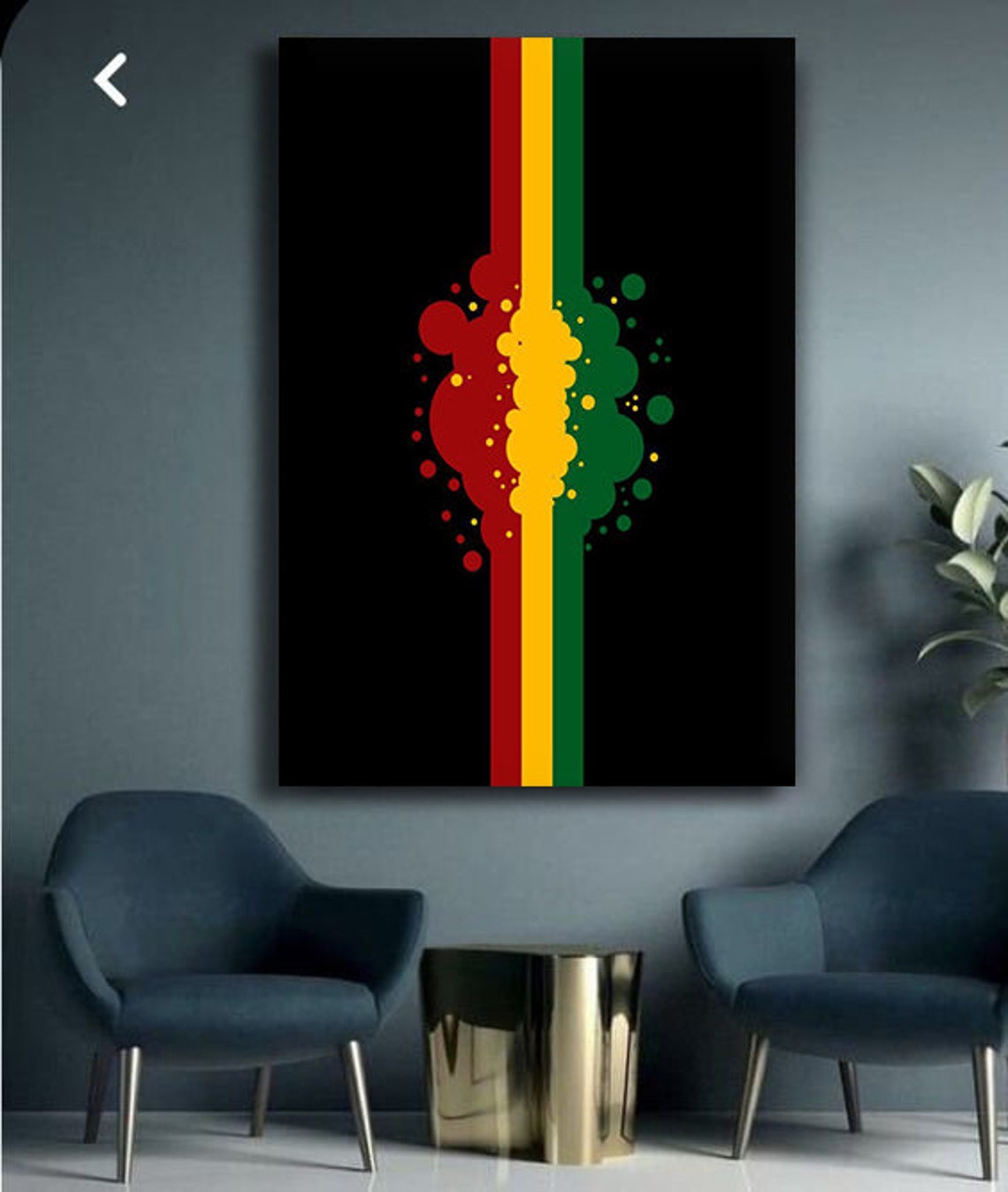 Red Yellow Green Stripes Paint Splatter Black Modern Art Poster - Image 2