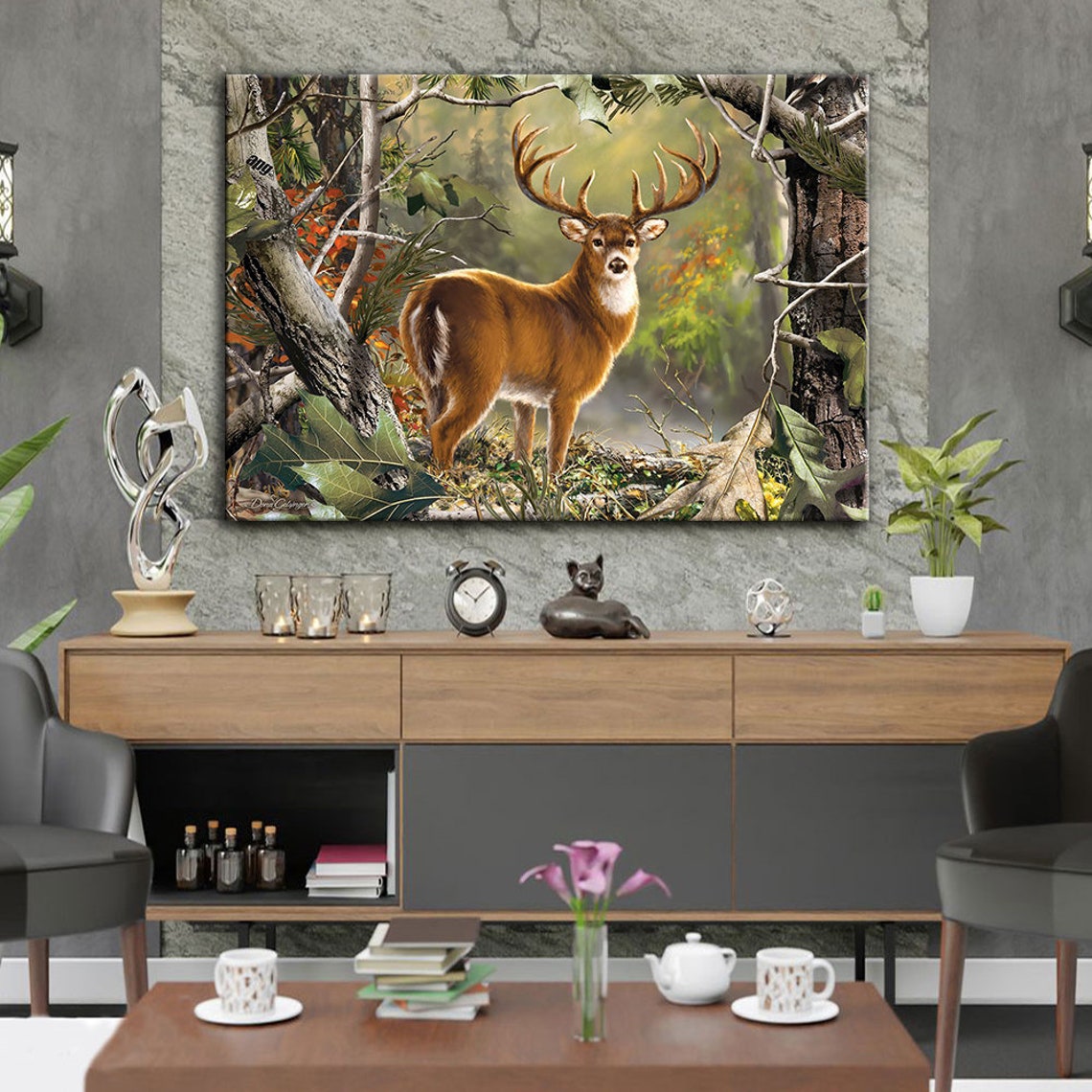 Majestic Whitetail Buck With Large Antlers Woodland Wildlife Poster - Image 4