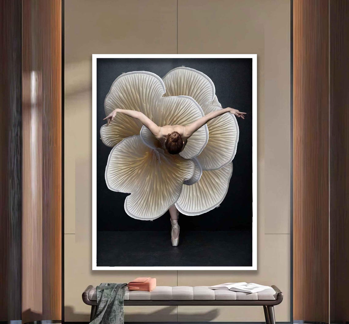 Ballerina Flower Petal Skirt White Blossom Artistic Dance Poster - Image 2