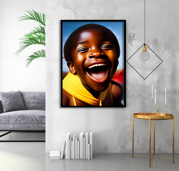 Laughing African Boy Print Wall Decor African Design Indigenous Modern Art Wall Decor Print