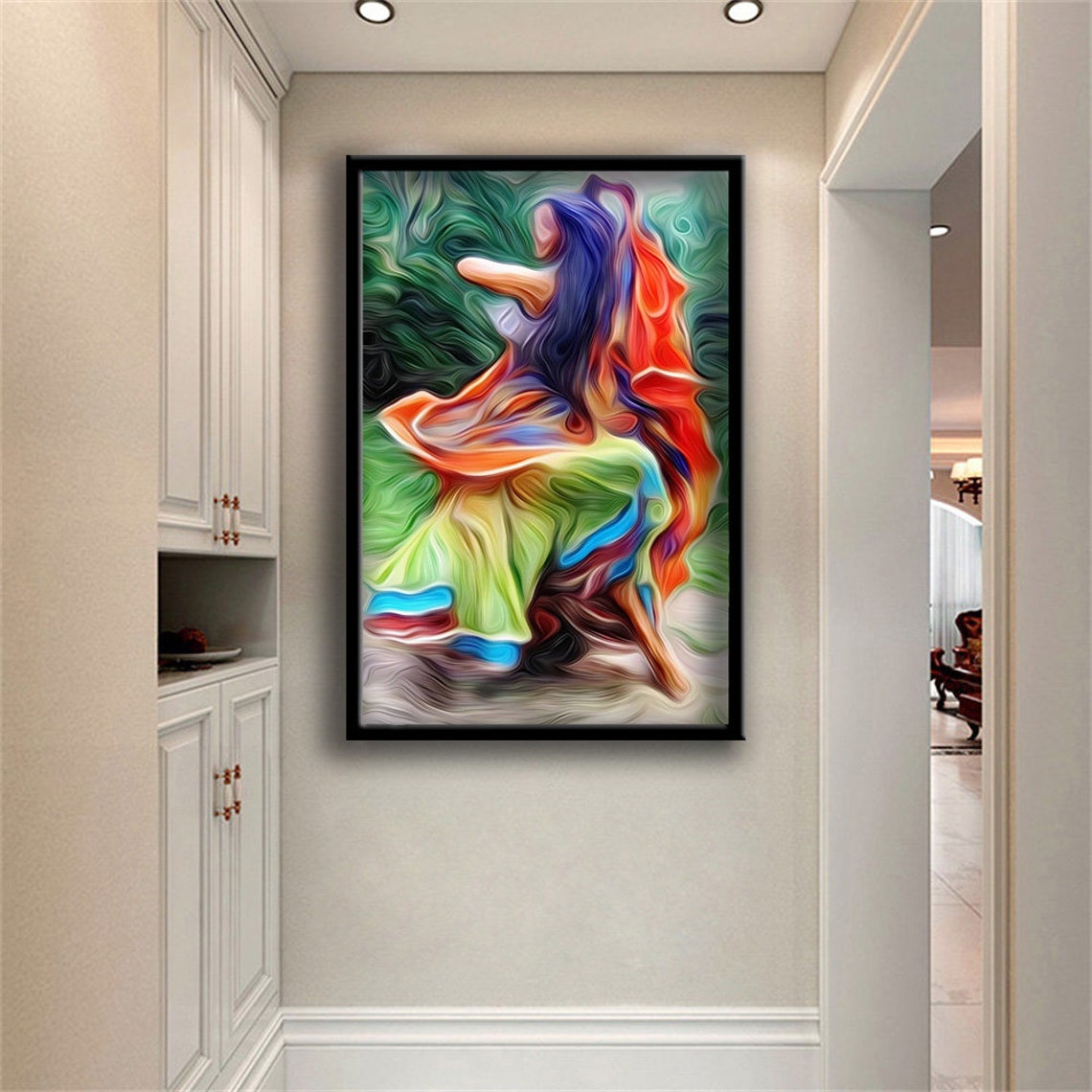 Dancing Woman Flowing Colorful Robes Swirling Abstract Art Poster - Image 3