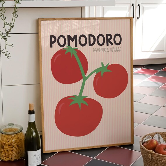 Charming Pomodoro Naples Italy Retro Tomato Kitchen Wall Print