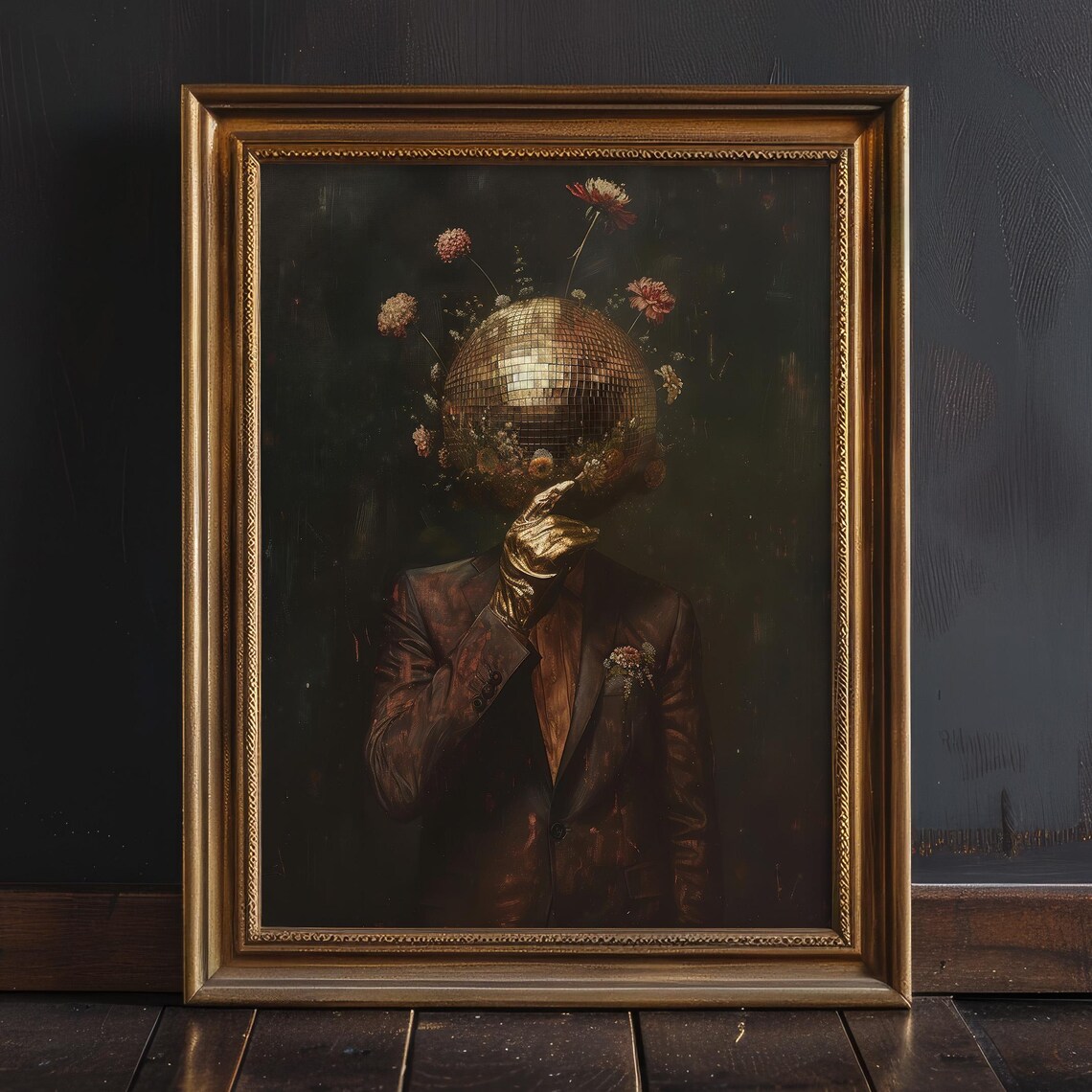 Disco Ball Man Art Print, Retro Eclectic Portrait
