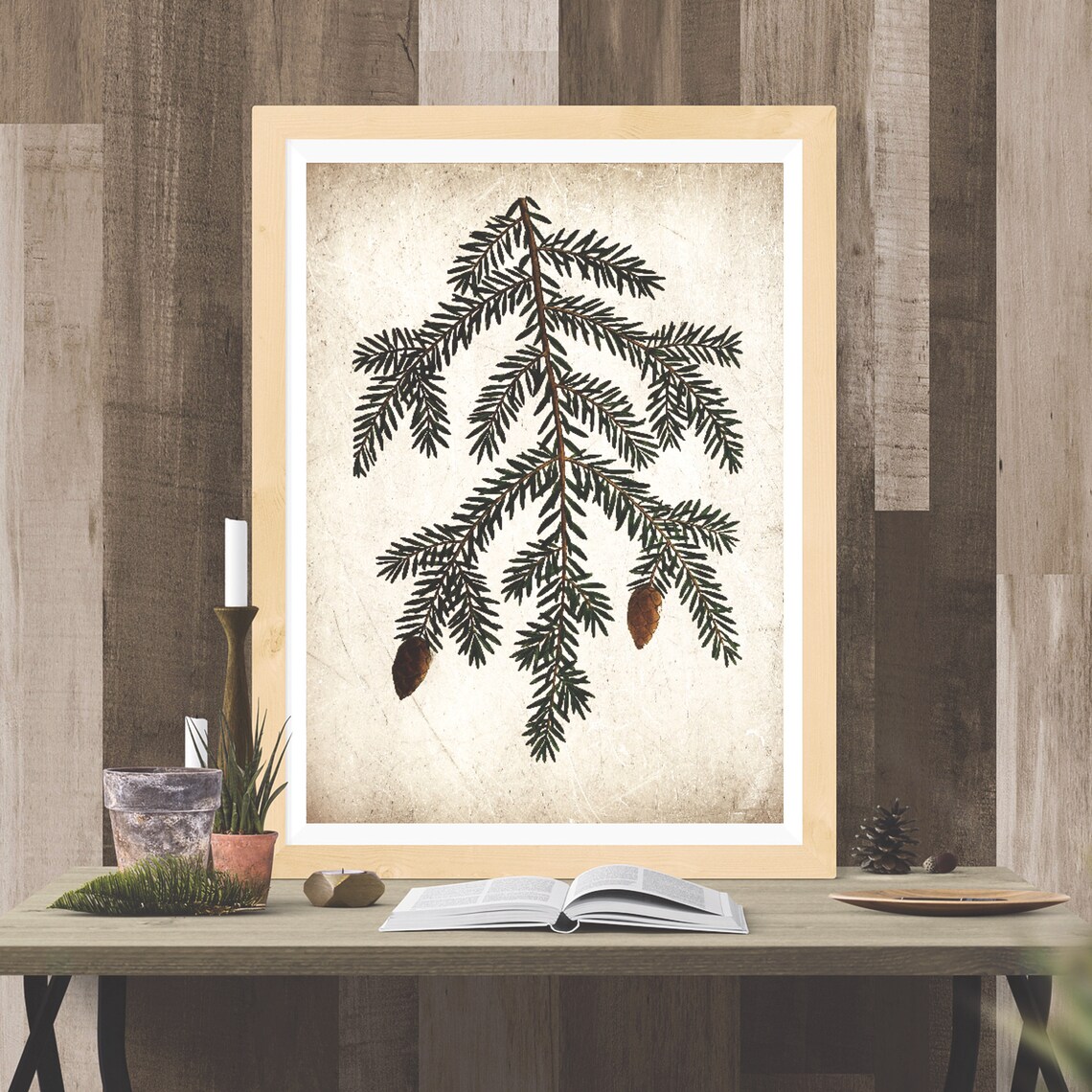 Vintage Pine Cone Rustic Nature Art Print - Image 2