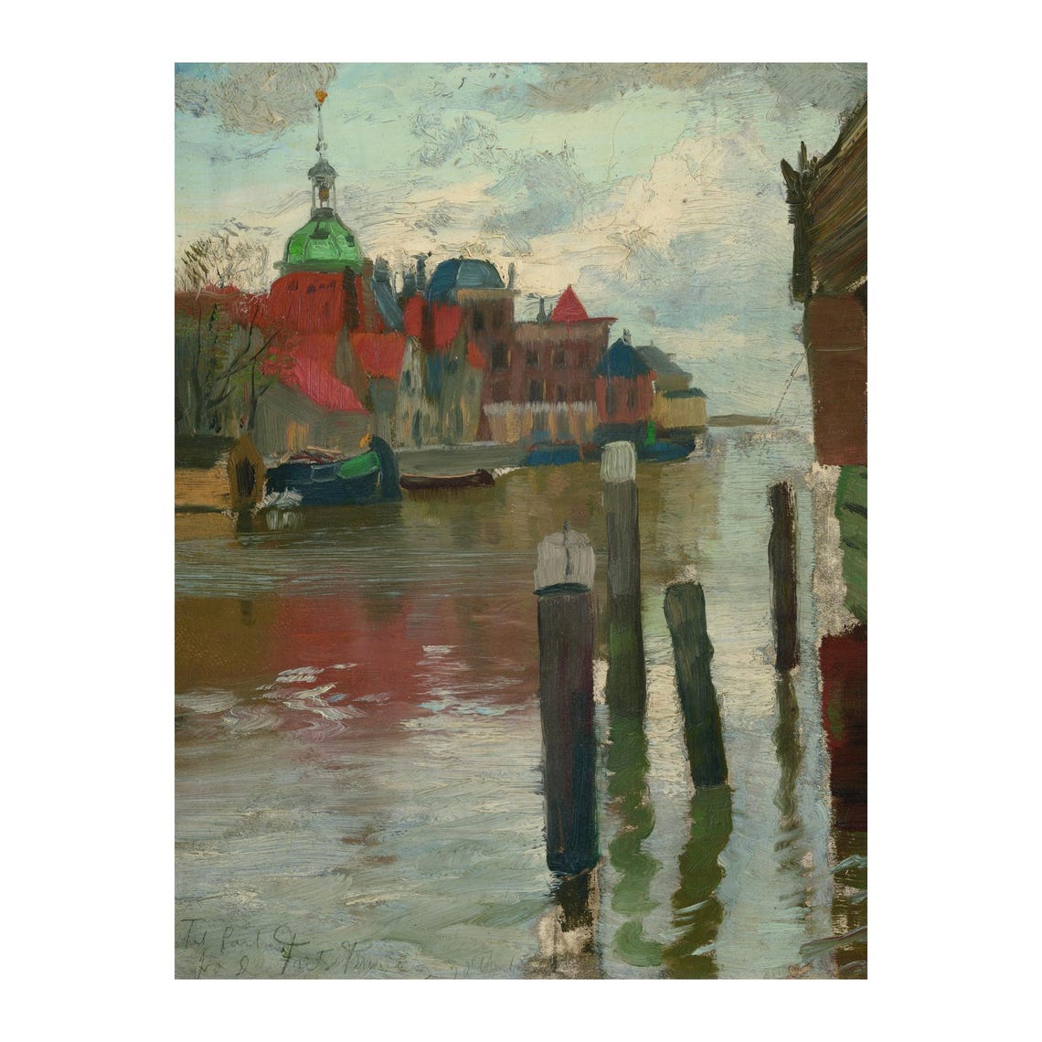 Naturalistic Water Scene Impressionist Style French River Painting Seascape Na5 - Image 4