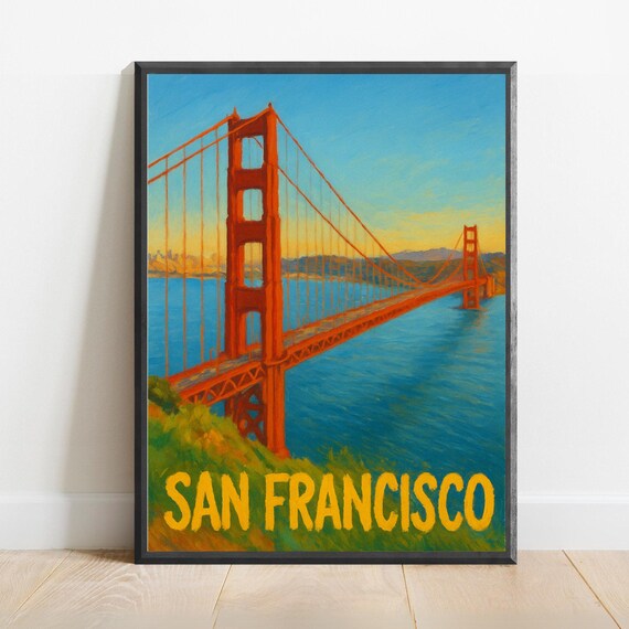San Francisco Poster Impressionist Travel Art Print Modern Wall Decor Bold Textured Brushstrokes