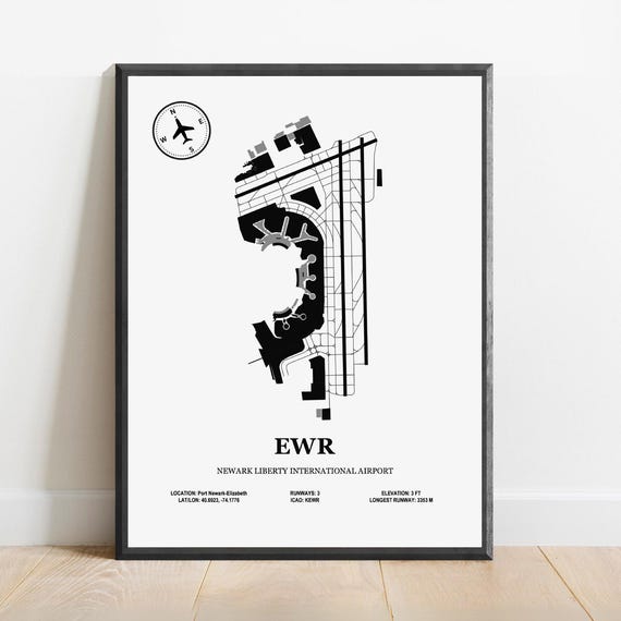 EWR Newark Liberty International Airport Map Poster