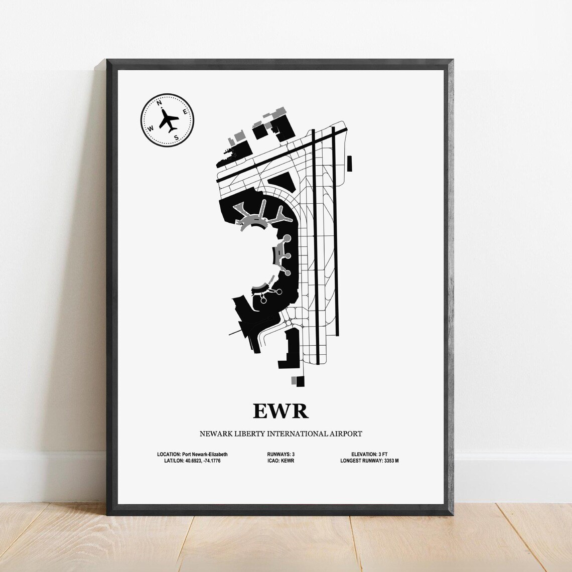 EWR Newark Liberty International Airport Map Poster