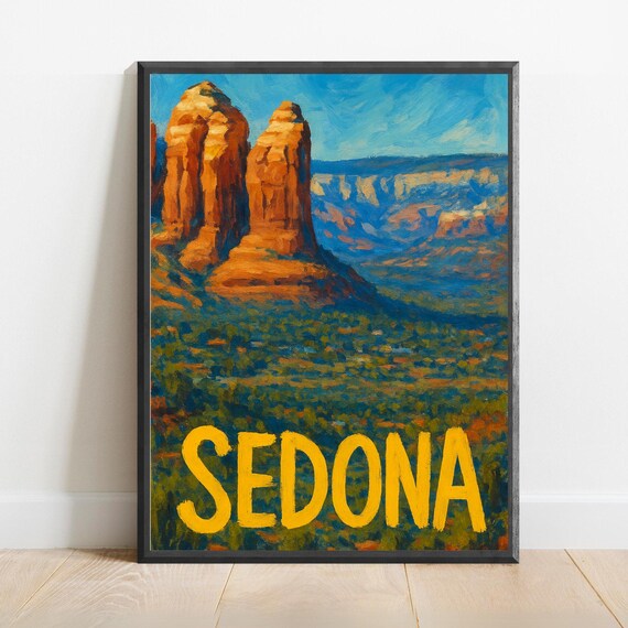 Sedona Poster Impressionist Travel Art Print Modern Wall Decor Bold Textured Brushstrokes