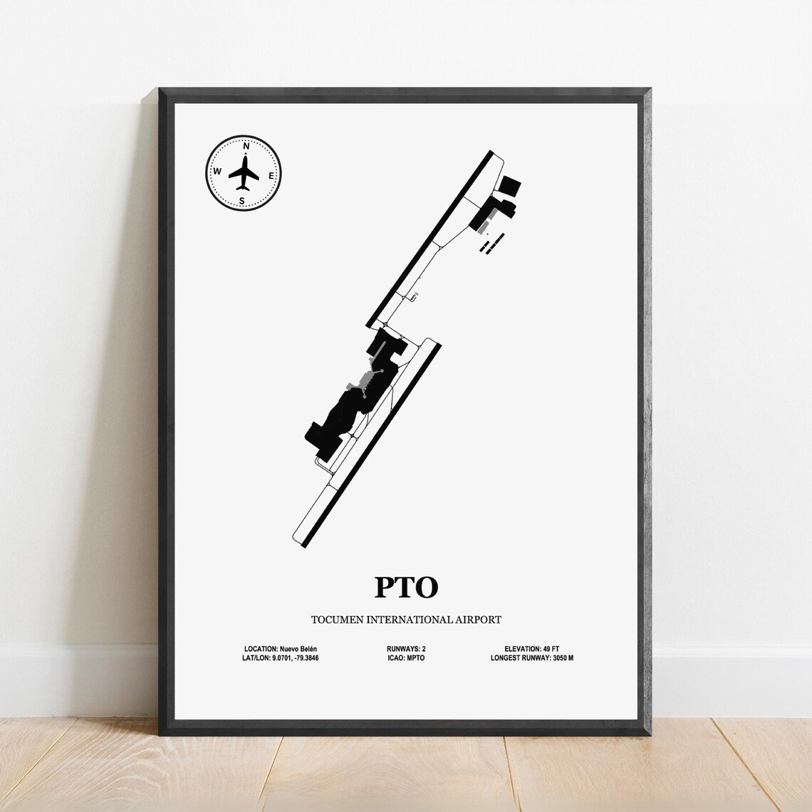 PTO Tocumen International Airport Design Map Poster