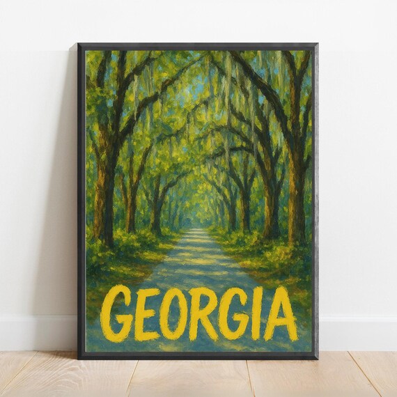 Georgia Poster Impressionist Travel Art Print Modern Wall Decor Bold Textured Brushstrokes