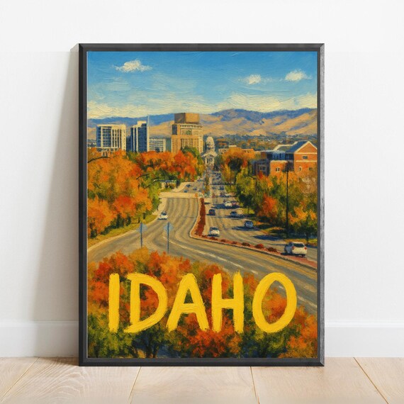 Idaho Poster Impressionist Travel Art Print Modern Wall Decor Bold Textured Brushstrokes