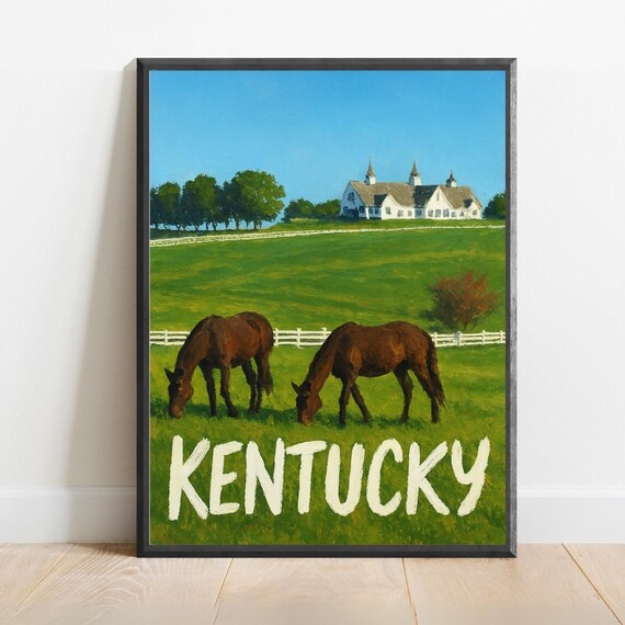 Kentucky Poster Impressionist Travel Art Print Modern Wall Decor Bold Textured Brushstrokes
