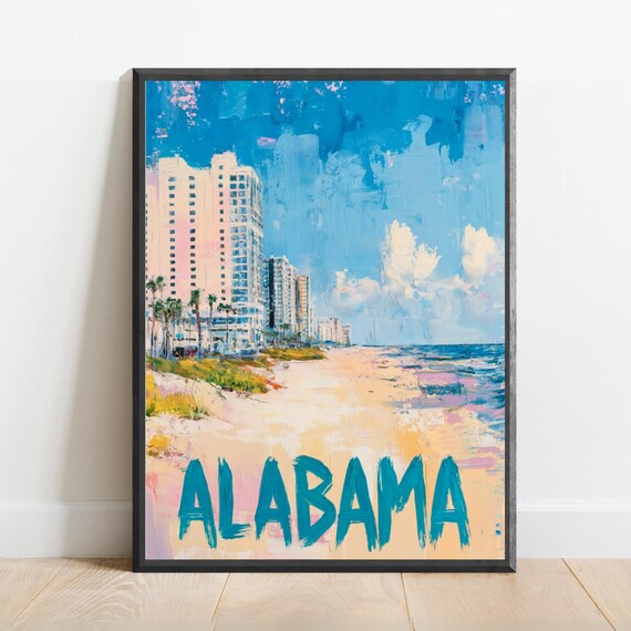 Alabama Gulf Coast Beach Painting Bold Brushstroke Travel Poster