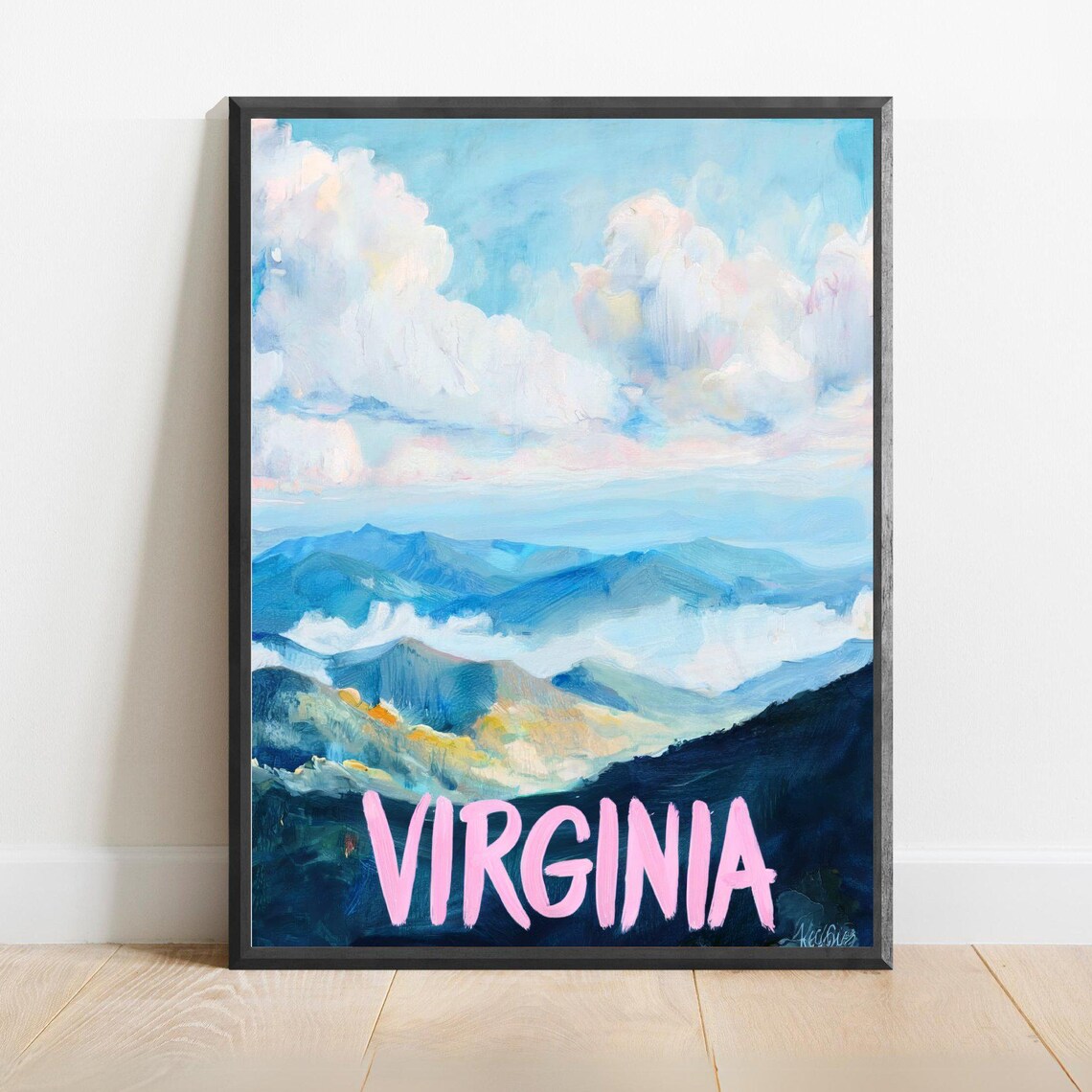 Virginia Blue Ridge Mountains Pastel Impressionist Travel Poster