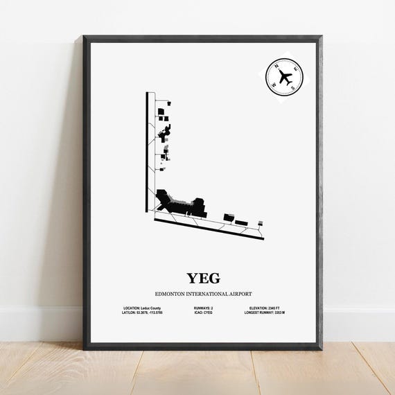 Yeg Edmonton International Airport Design Map Aviation Poster