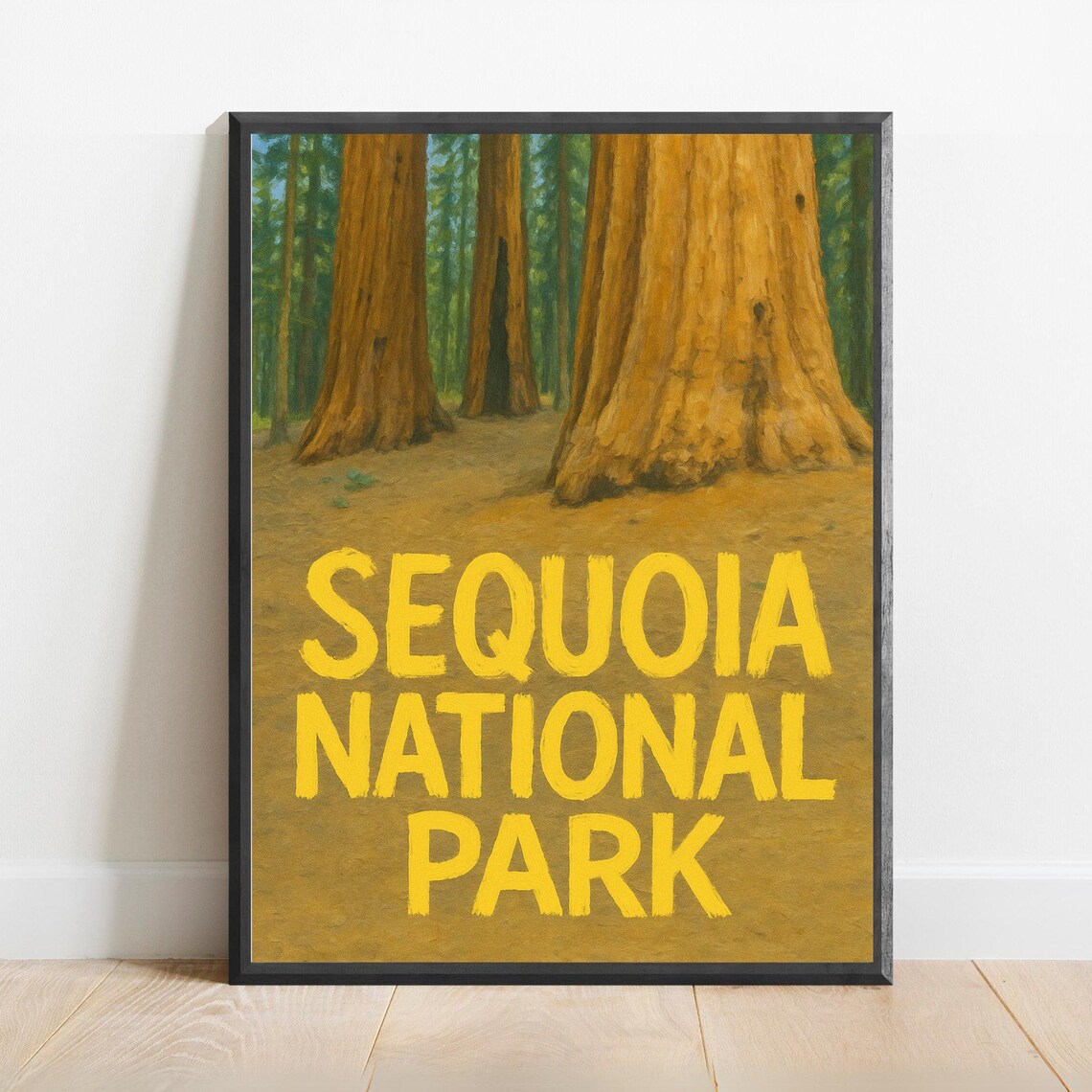 Sequoia National Park Giant Redwoods Grove Vintage Travel Poster