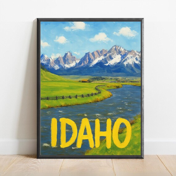 Idaho Poster Impressionist Travel Art Print Modern Wall Decor Bold Textured Brushstrokes