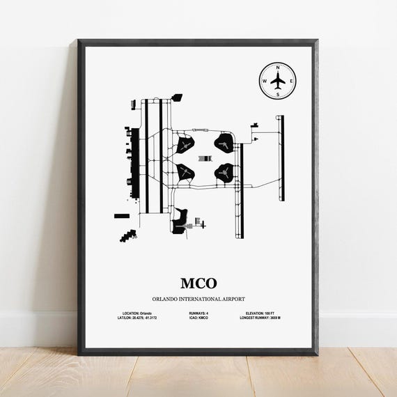 MCO Orlando International Airport Design Map Poster