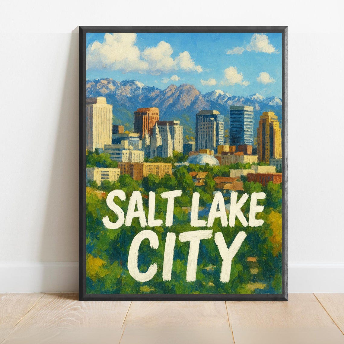 Salt Lake City Wasatch Range Colorful Daytime Skyline Poster