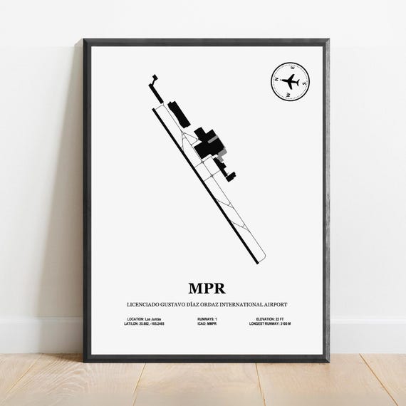 Mpr Licenciado Gustavo Diaz Ordaz International Airport Design Map Aviation Poster
