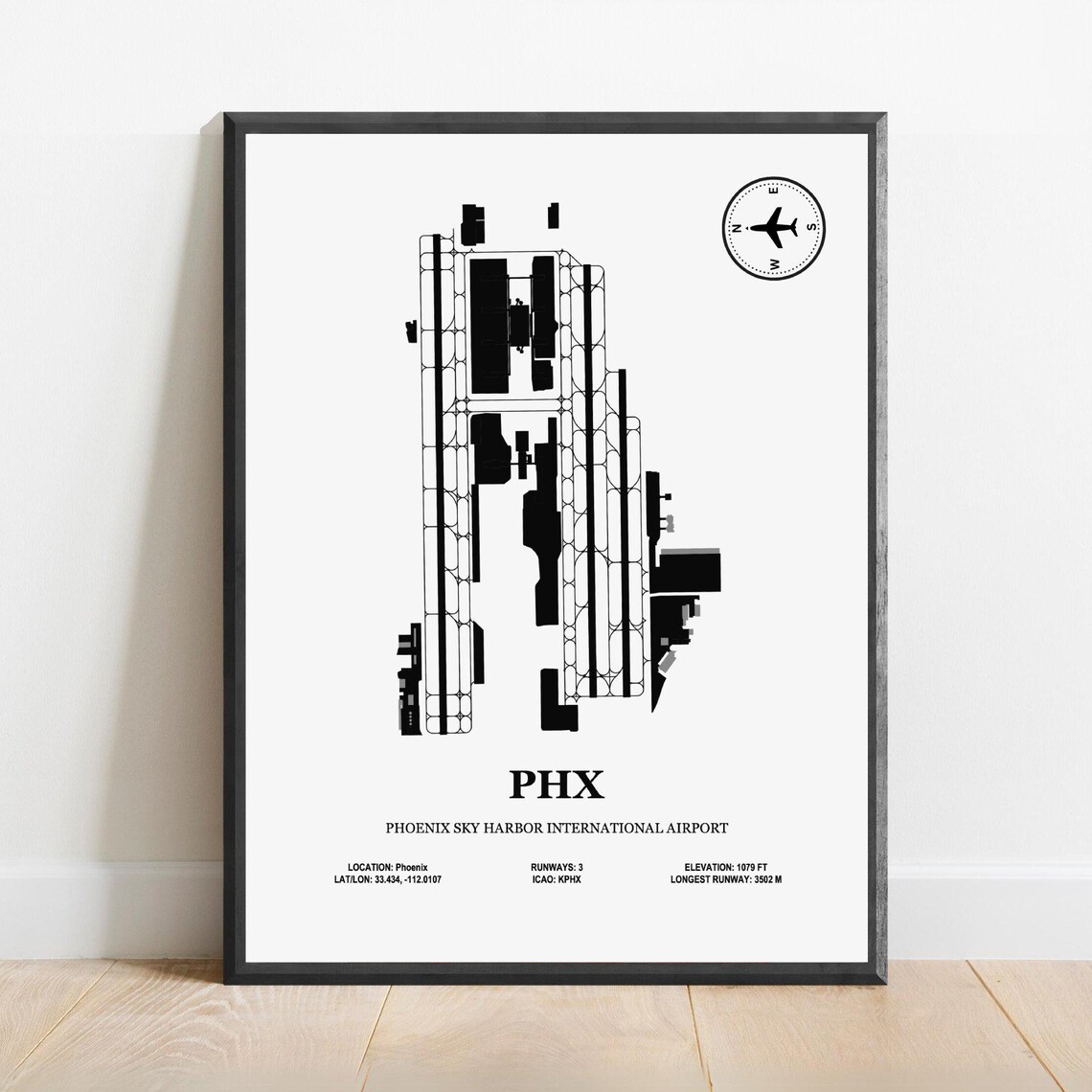 Phoenix Sky Harbor International Airport Design Map Poster