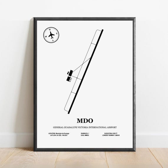 Mdo General Guadalupe Victoria International Airport Design Map Aviation Poster