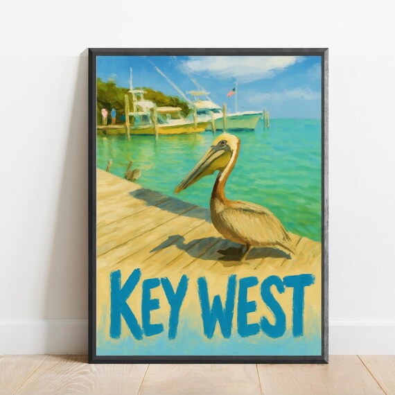 Key West Poster Impressionist Travel Art Print Modern Wall Decor Bold Textured Brushstrokes