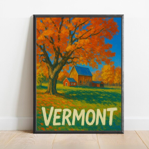 Vermont Impressionist Travel Poster, Modern Decor